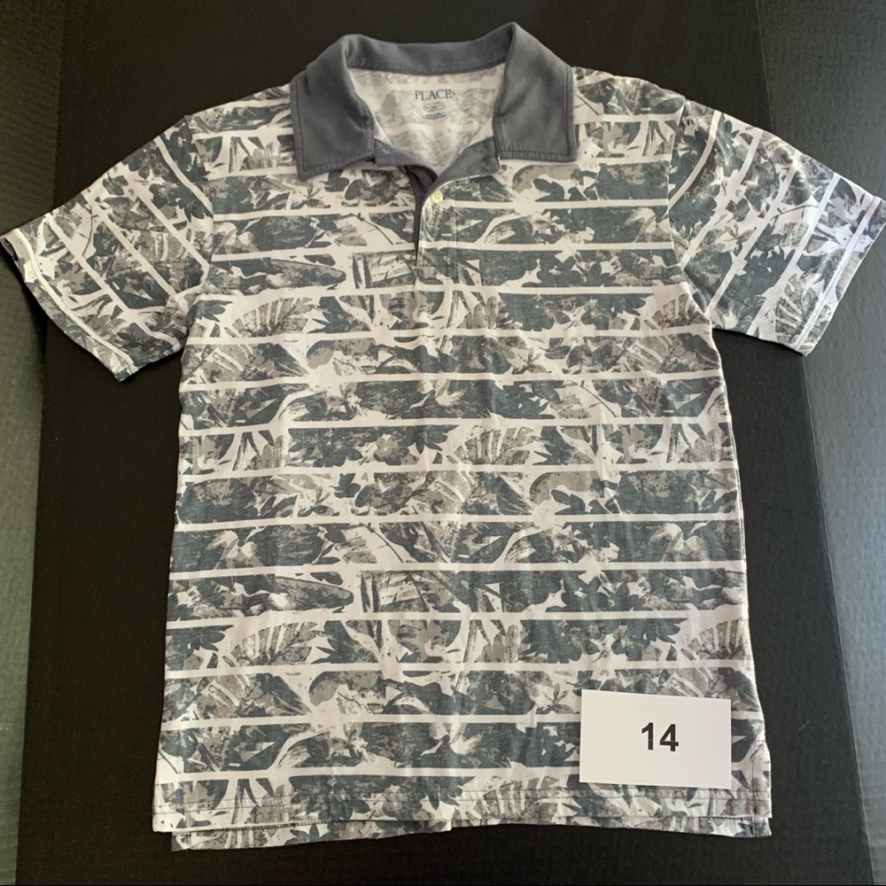 Boys polo 14 gray palm trees children’s place